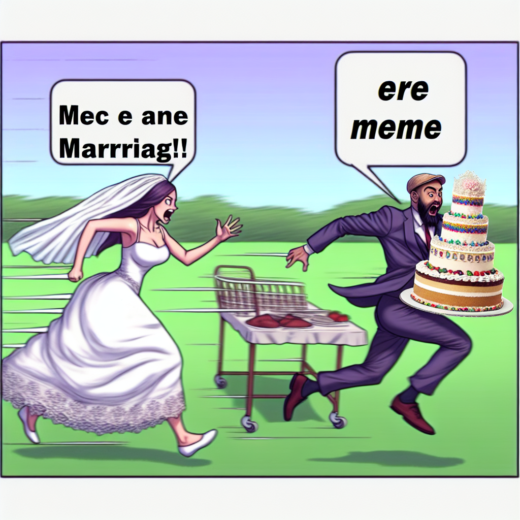 Hilarious Wedding Meme: The Cake Chase!