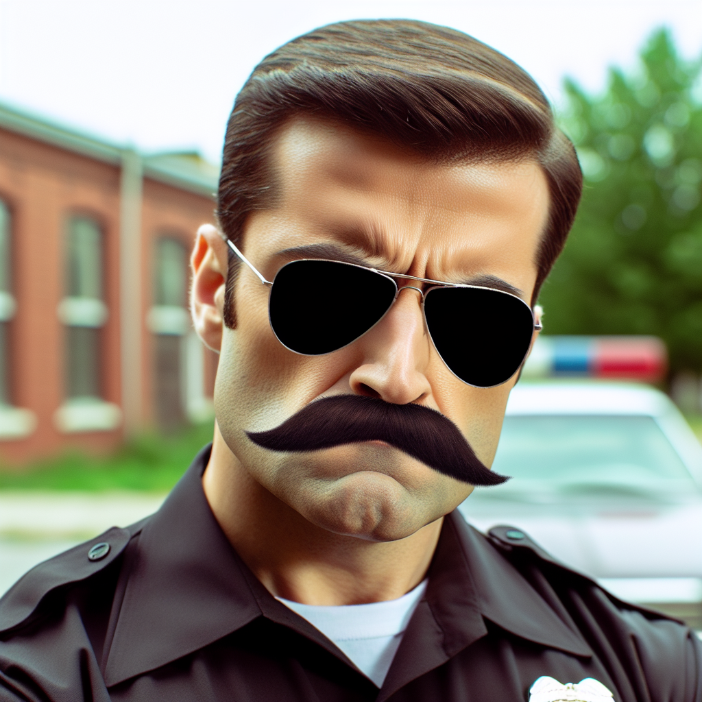 Mustached Officer Strikes a Serious Pose in Hilarious Meme
