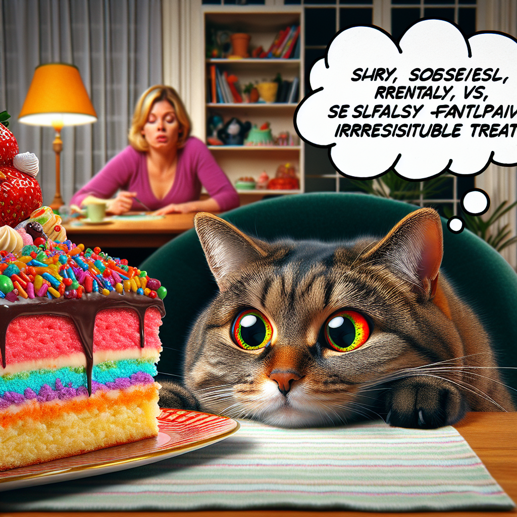 Cat's Cake Conundrum: A Feline's Sweet Temptation