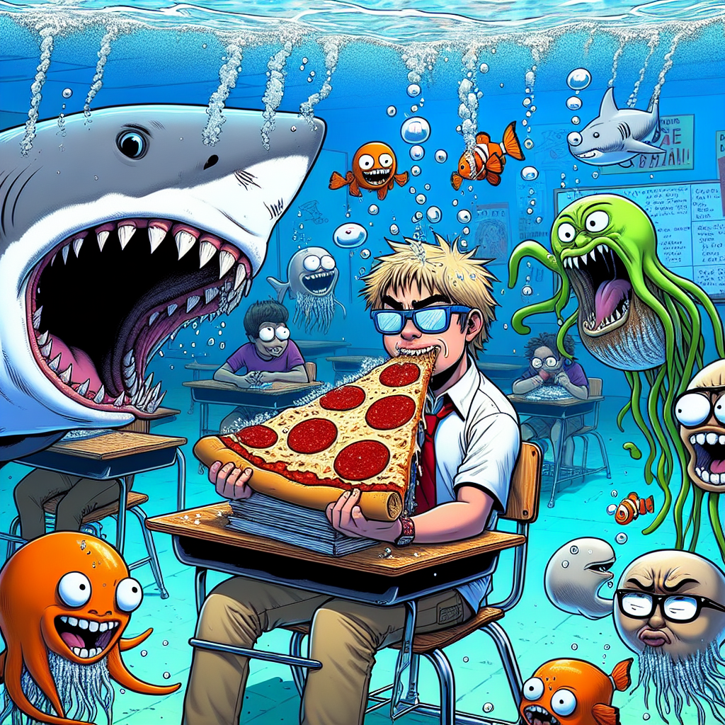 Student's Pizza Adventure in the Deep Ocean
