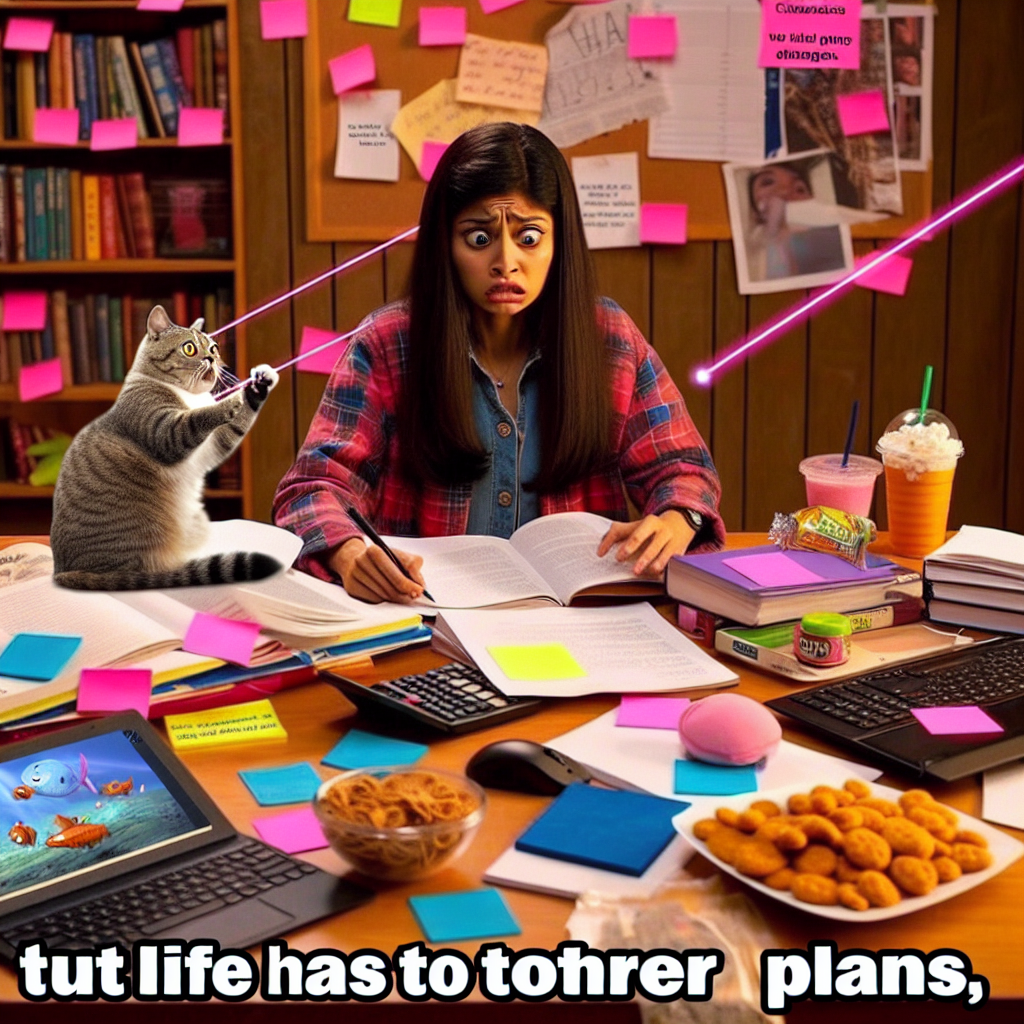 Study Focus Level: Cat Distracted by Everything