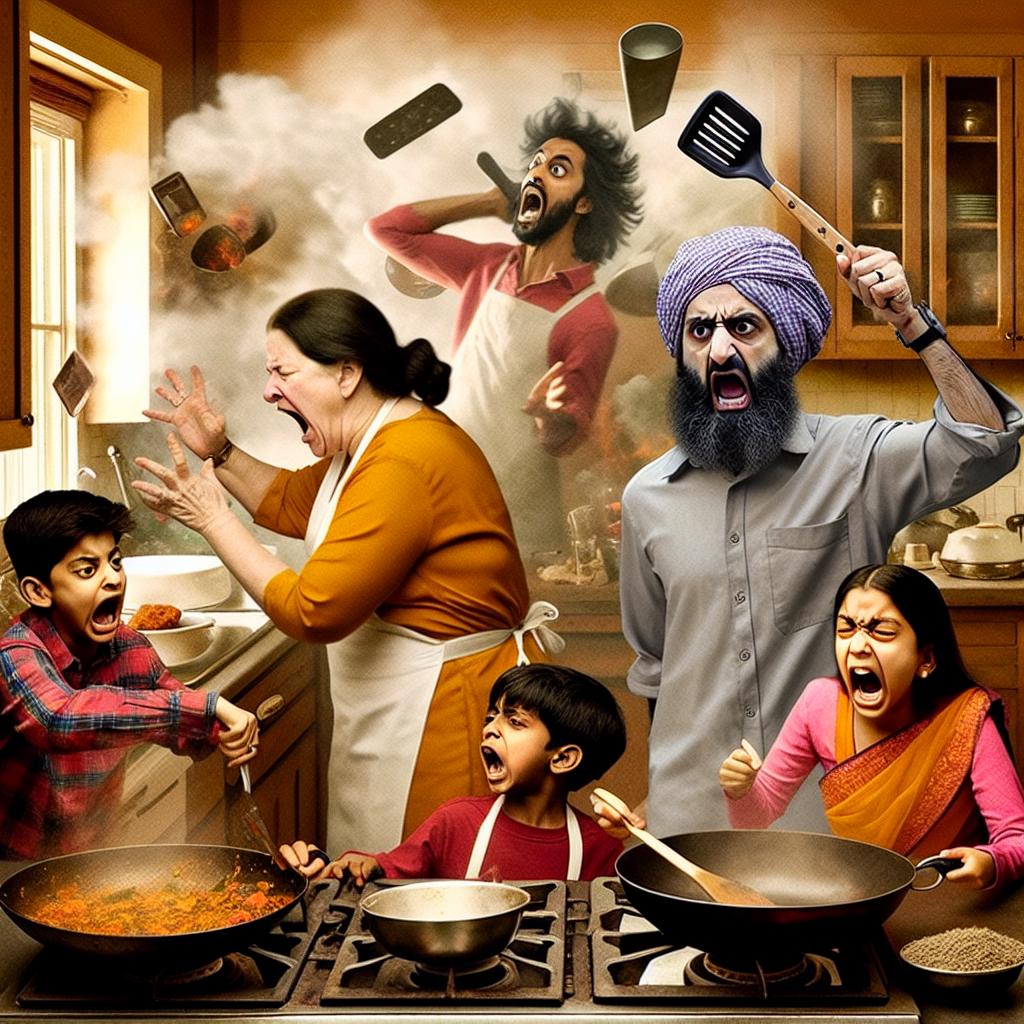 Confused Husband in a Hilarious Kitchen Chaos
