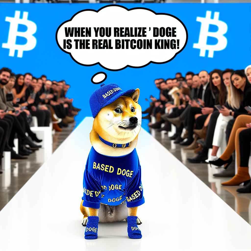 Based Doge Rocks Bitcoin Blue Fashion: A Meme Delight
