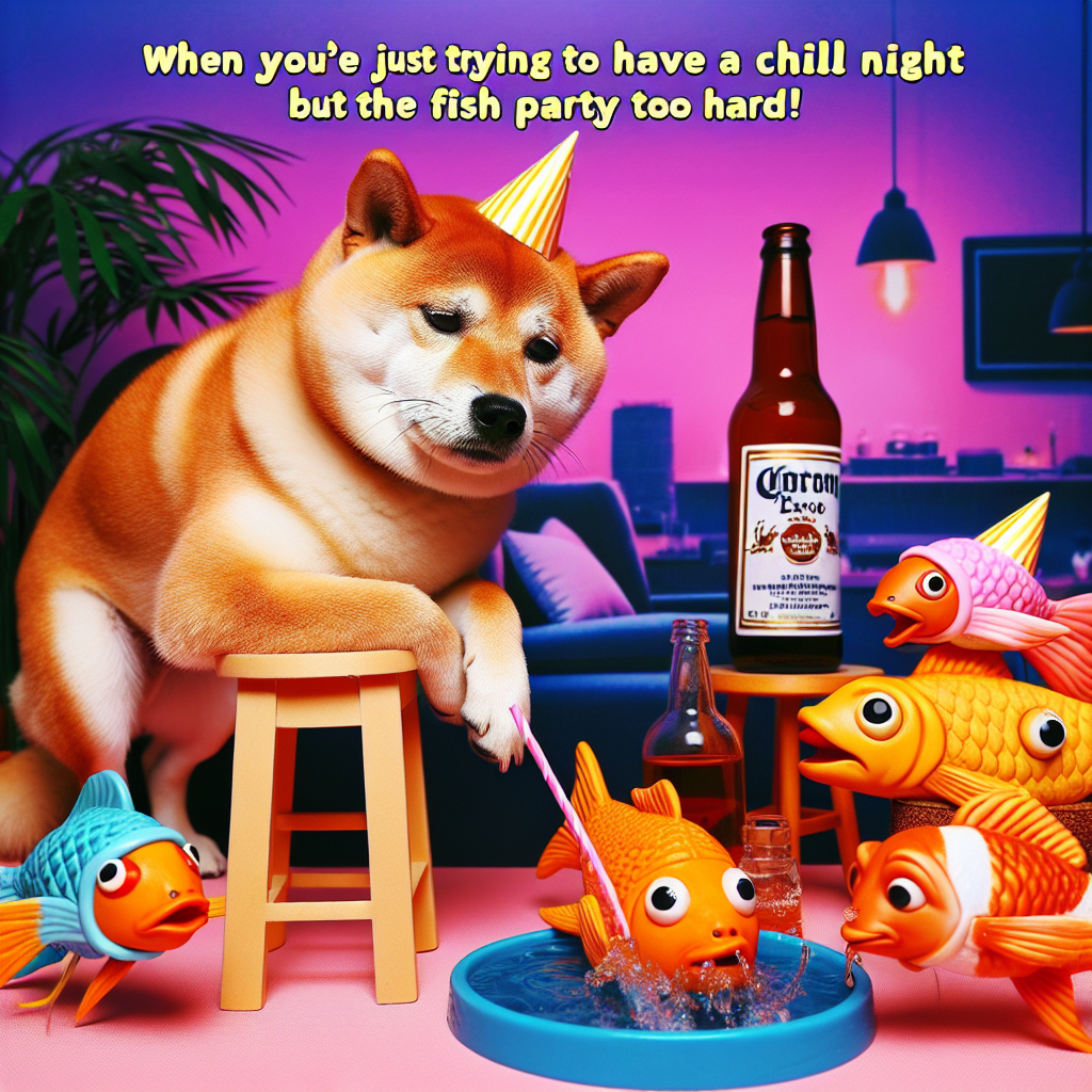 When Doge Gets Tipsy with His Fish Buddies