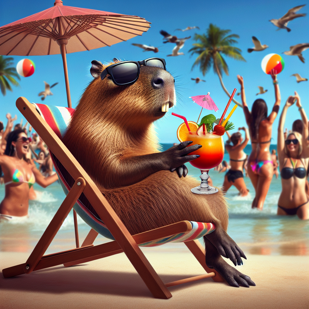 Capybara Having a Solo Party: When You're the Life of the Party... Alone!