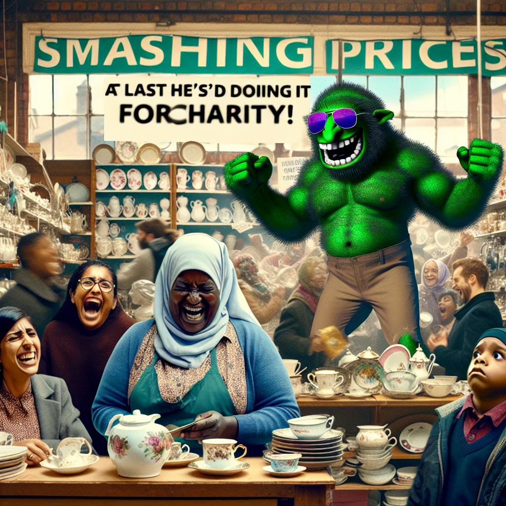 Hulk's Charity Shop Chaos: Smashing Prices and Plates!