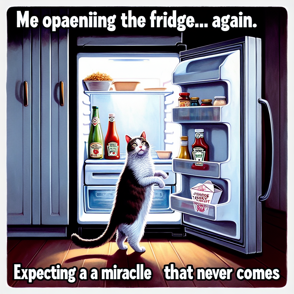 Fridge Struggles: The Disappointed Cat Chronicles