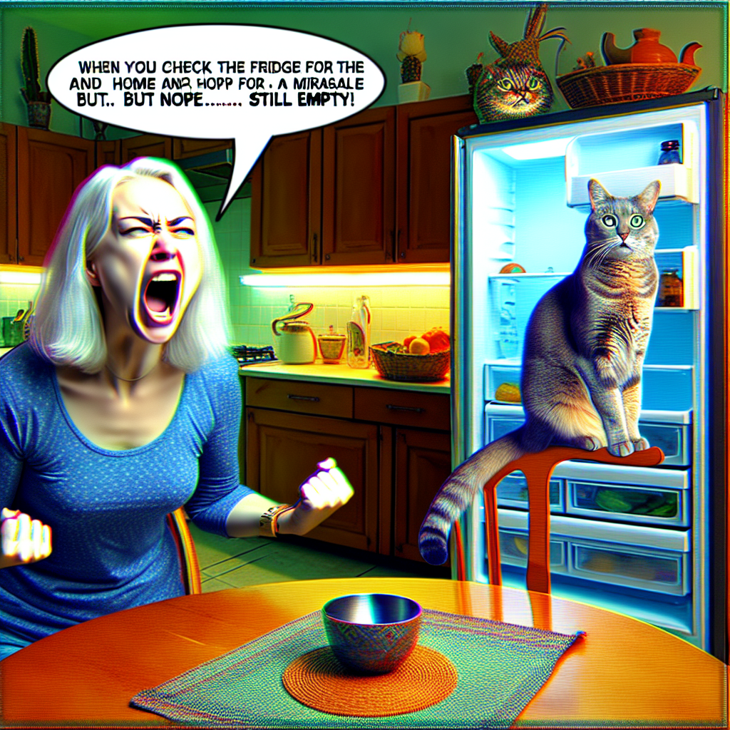 The Never-Ending Fridge Disappointment: A Cat's Struggle