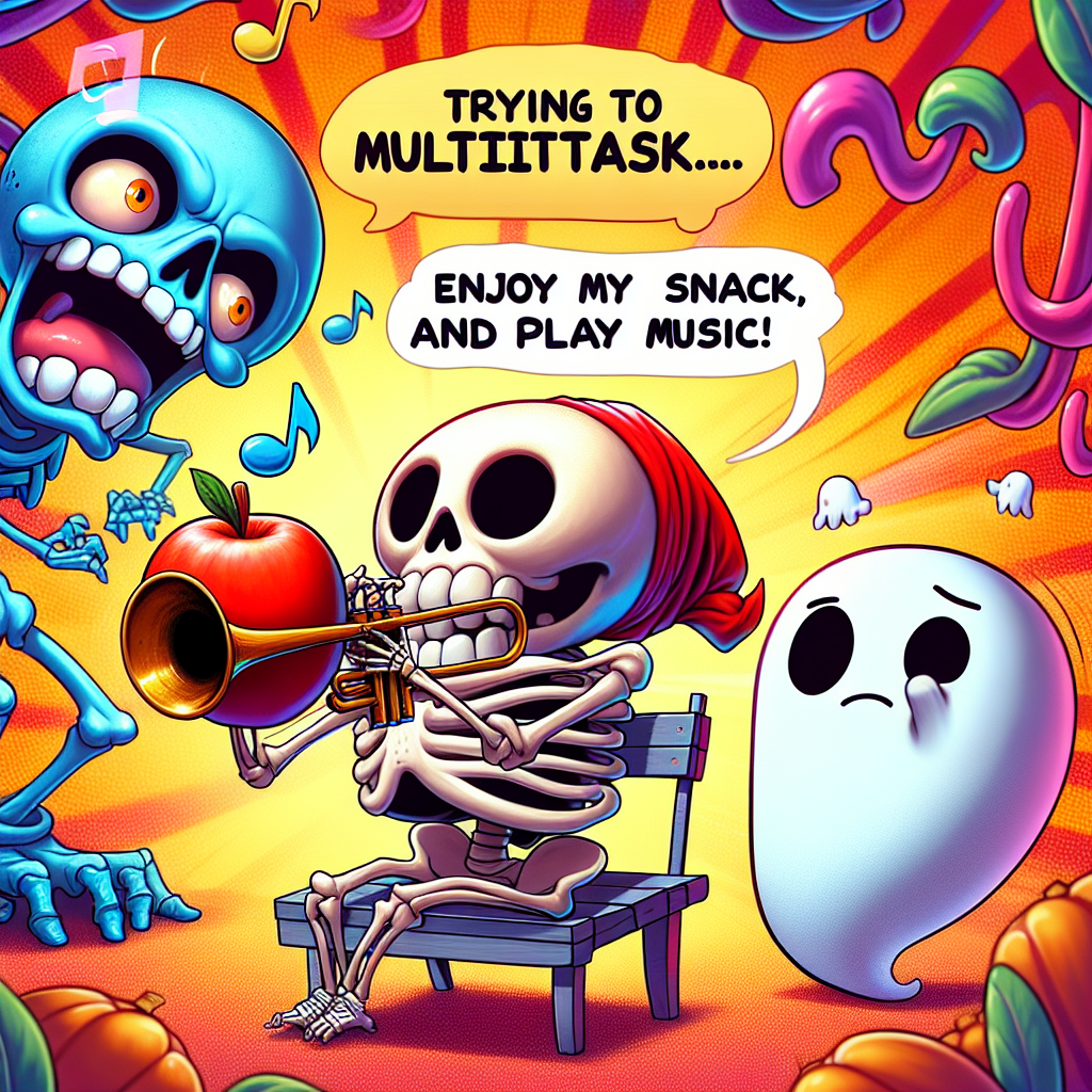 Skeletal Snack Time: The Musical Apple Crunch