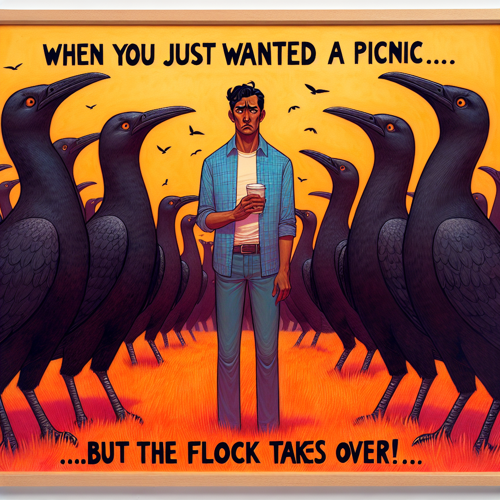 When You're Outnumbered by Little Black Birds in an Orange Field