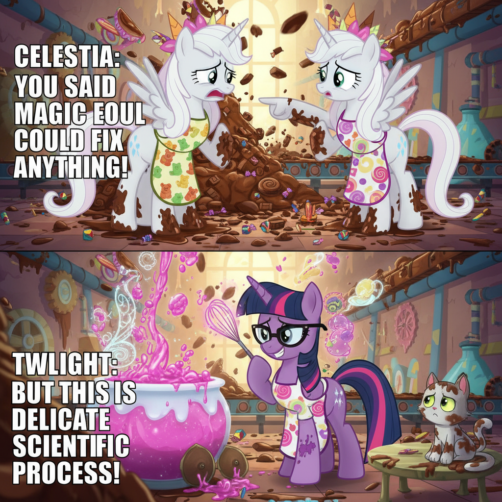 Twilight Sparkle and Celestia's Sweet Factory Fiasco