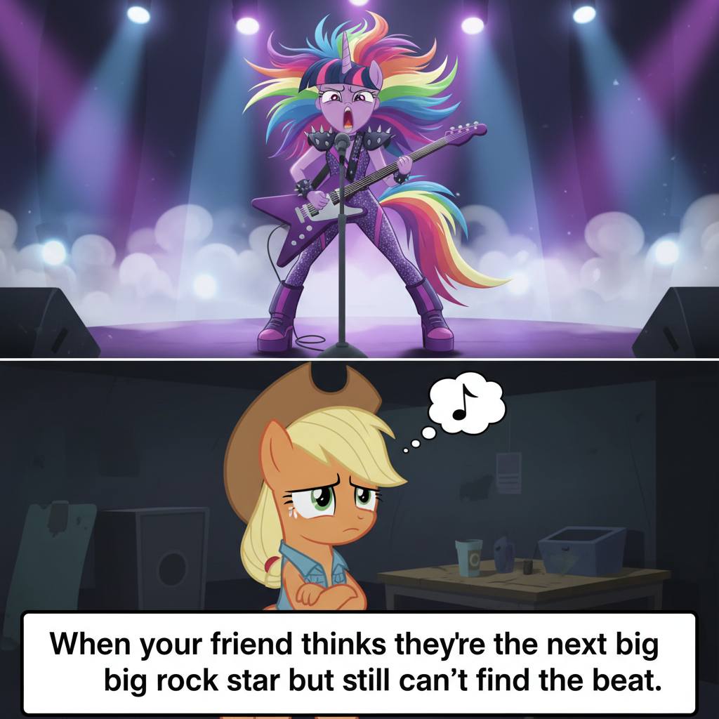 Applejack's Rock Show Reaction: A Hilarious Pony Jam Session