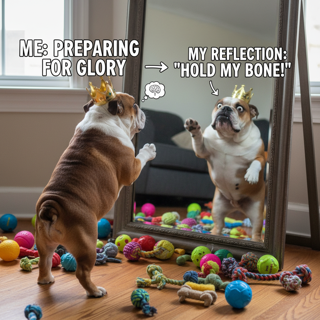 Fat Dog's Epic Mirror Showdown: The Ultimate Self Duel!