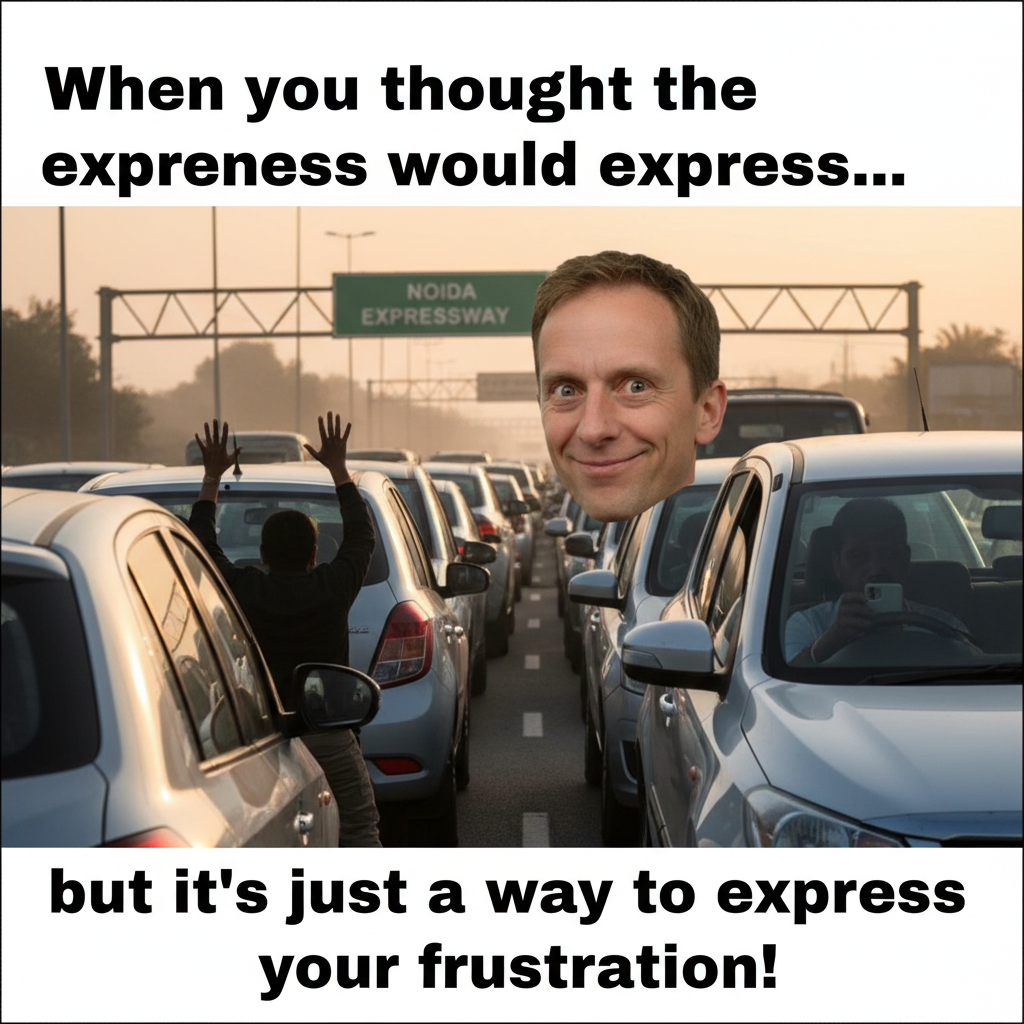 Urban Life Struggles on the Noida Expressway