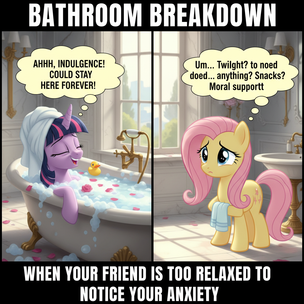 Twilight Sparkle's Bath Time: Fluttershy's Dilemma