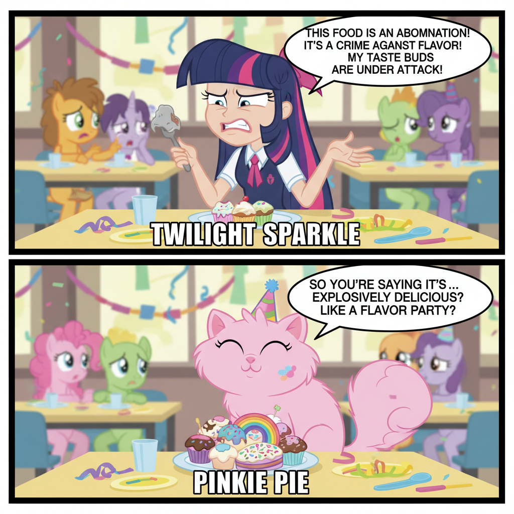 Twilight Sparkle's Lunchtime Rant with Pinkie Pie's Confusion