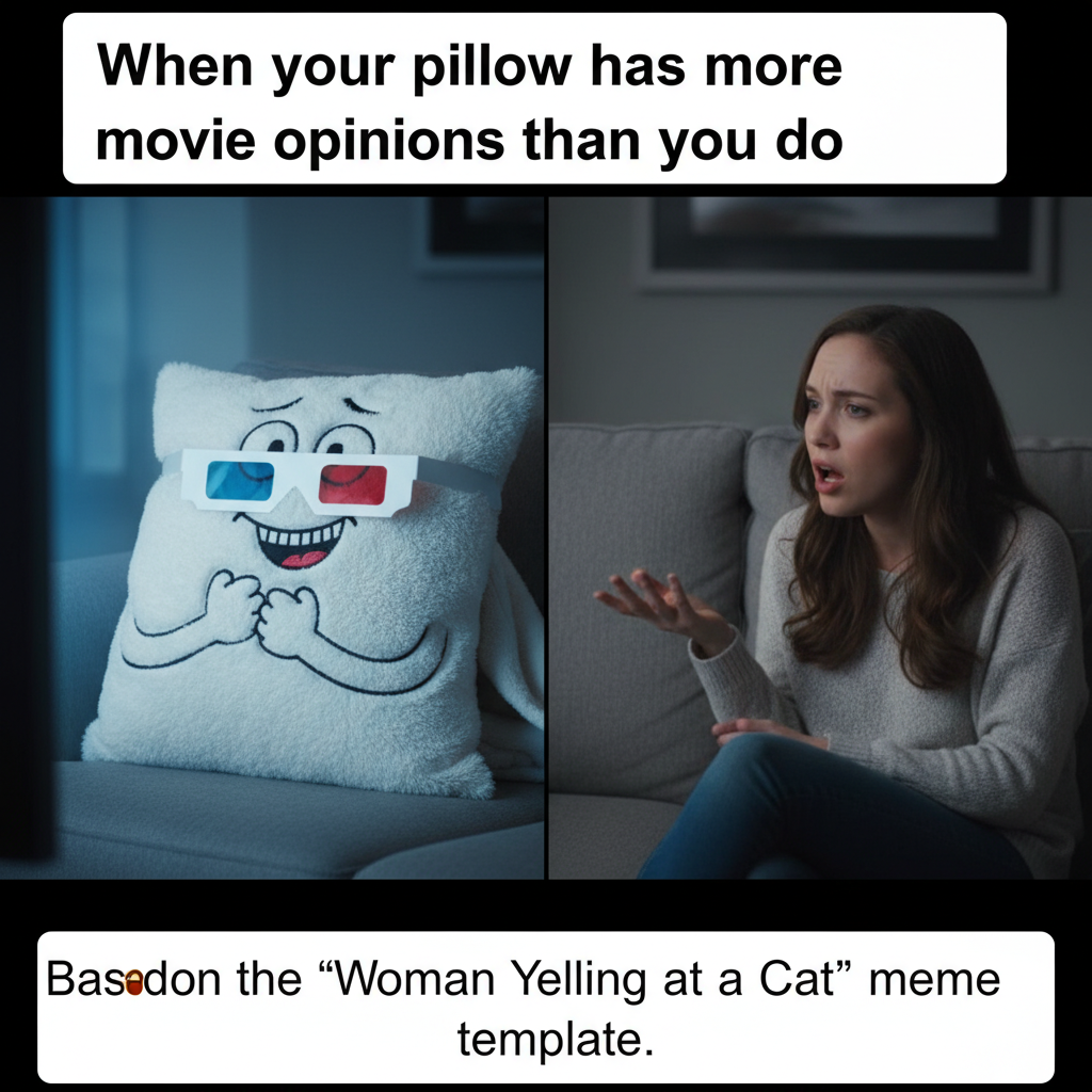 When You Realize Your Pillow is a Movie Buff