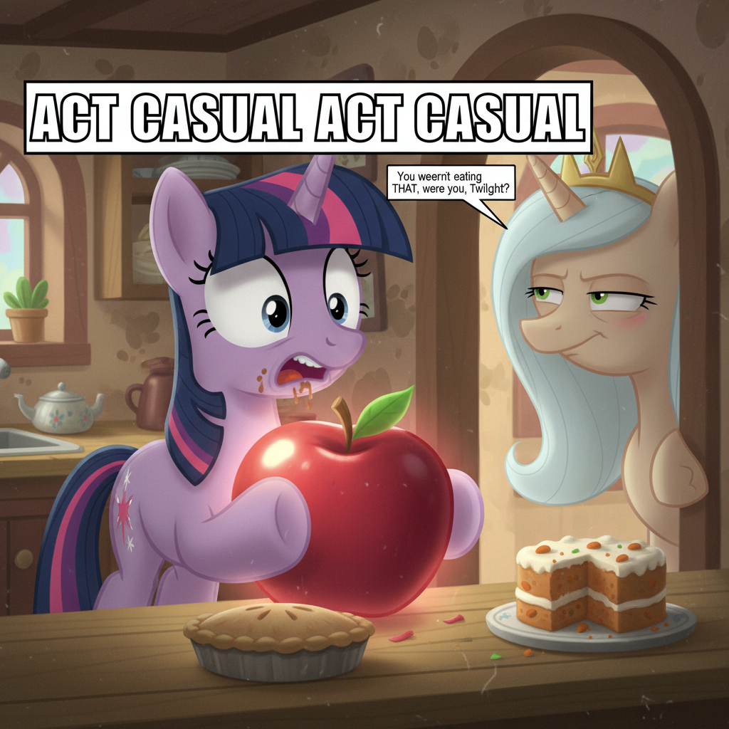 Twilight's Apple Snack: Celestia's Suspicion Unleashed!