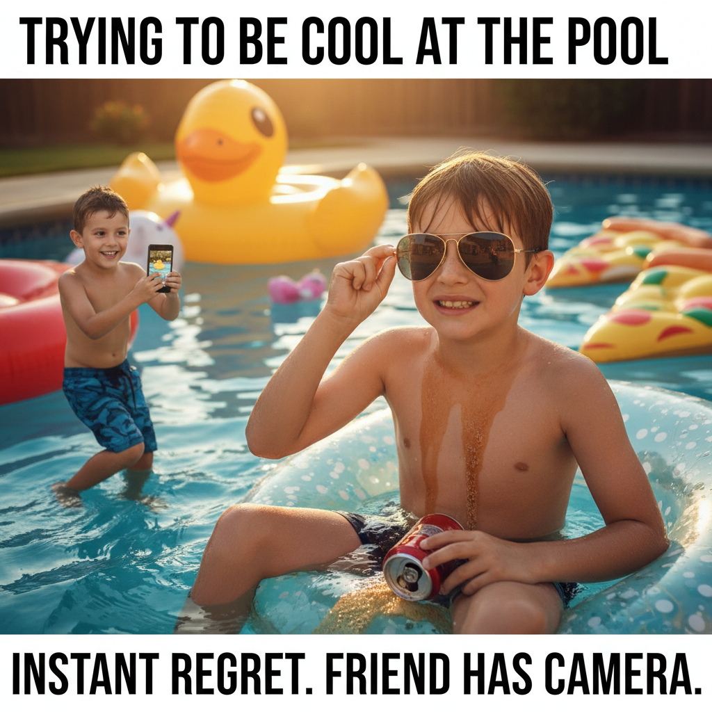 The Awkward Summer Days of a Shirtless Kid: A Meme That Hits Home