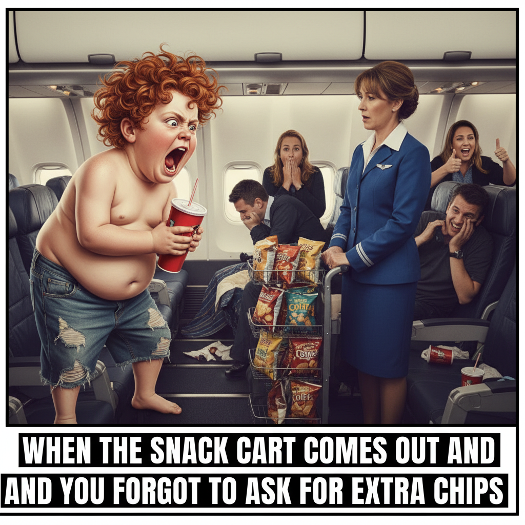 Flight Chaos: Shirtless Kid vs. Flight Attendant!