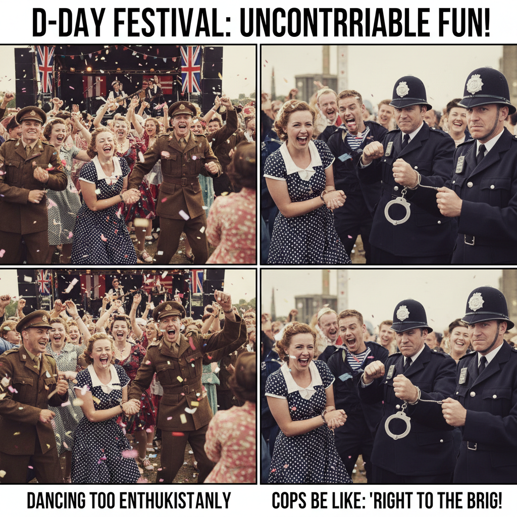When British Police Handcuff Festival-Goers: A Comic Twist