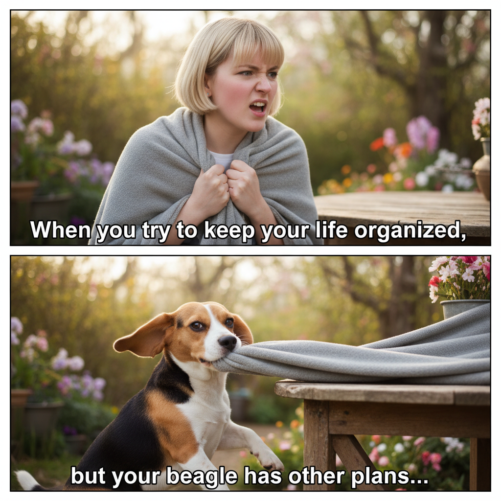 Linus with Beagle: Blanket Drama Strikes Again!