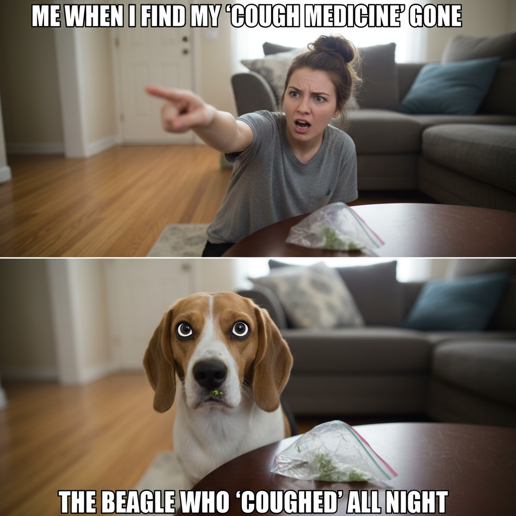 Beagle Caught Red-Pawed with Owner's Stash