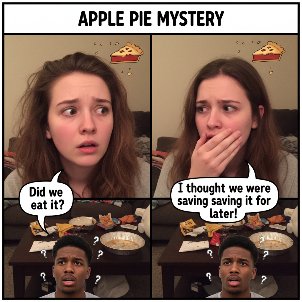 Young Ladies Pondering Where Their Apple Pie Went