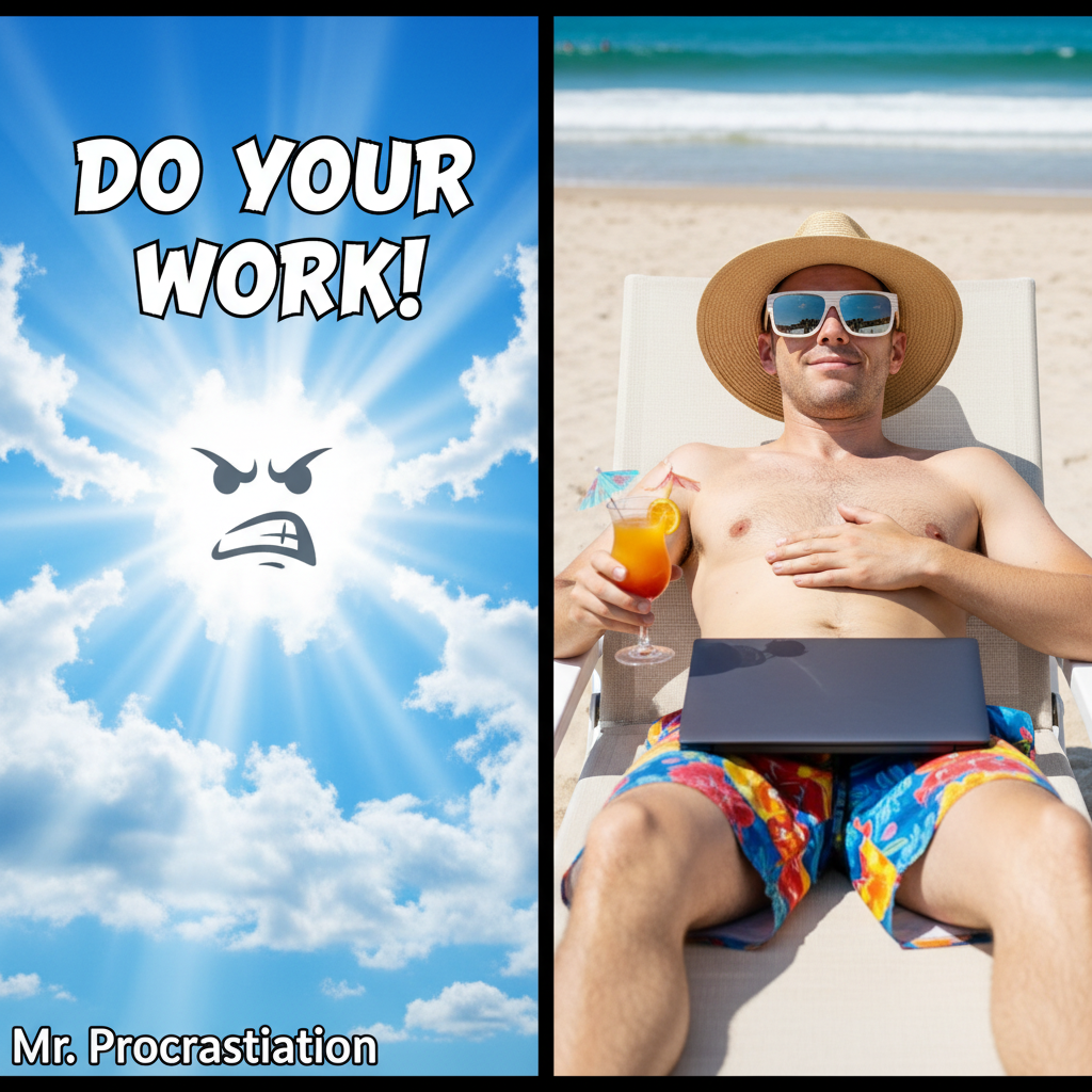 When Sunshine Meets Procrastination: A Relatable Meme Scenario