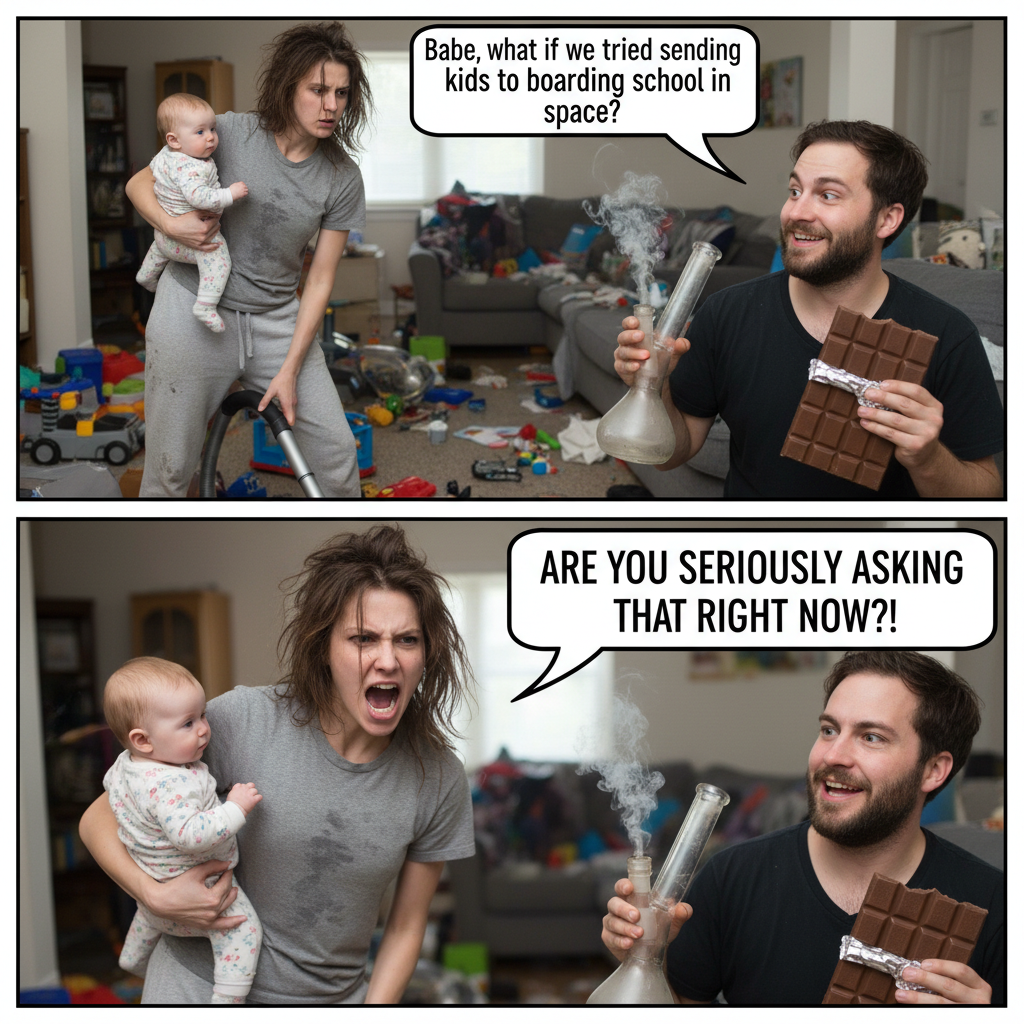 Mom's Multitasking Interrupted by Husband's Hilarious Snack Offer