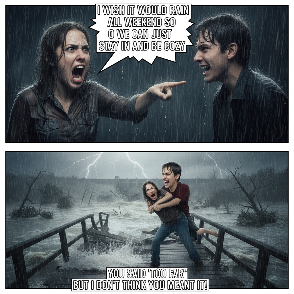 When Your Friend Wants a Wet Weekend, But You Take it Literally