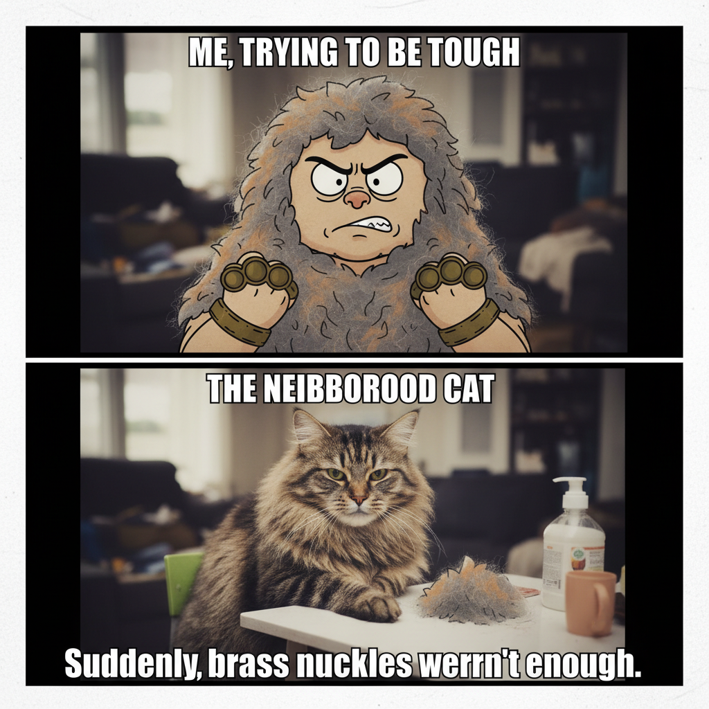 When Your Tough Attitude Meets Cat Hair Chaos