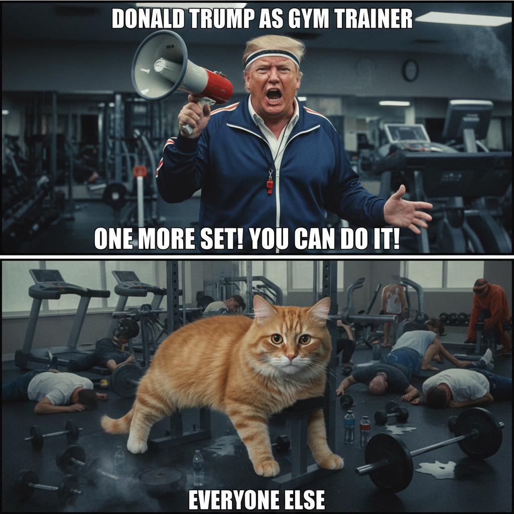 When Donald Trump Never Quits: A Meme of Relentless Enthusiasm