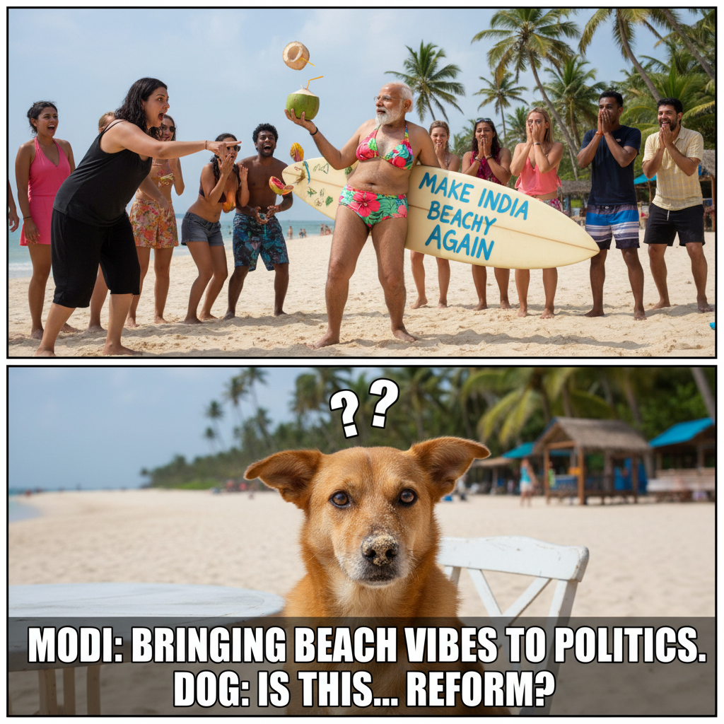 Modi's Unexpected Bikini Beach Day: A Hilarious Twist