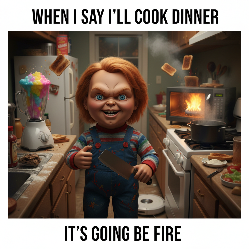When Chucky Tries Cooking: A Knife in the Kitchen!
