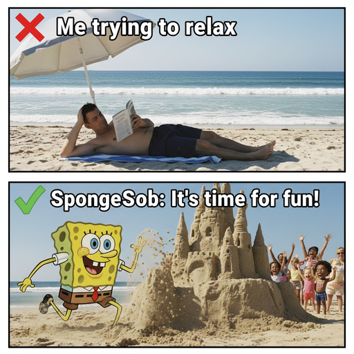 When you finally achieve peak relaxation but SpongeBob has other plans