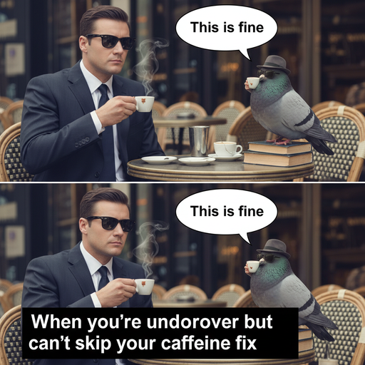 When you're a spy but still need your morning coffee