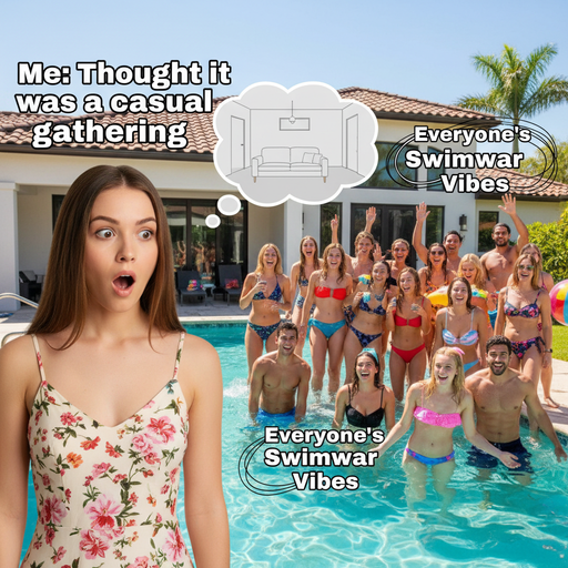 When you find out it's a skinny-dipping party, not a pool party!