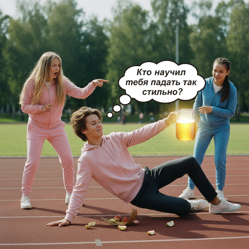 Когда ты украл сок и упал, но все еще остался в центре внимания