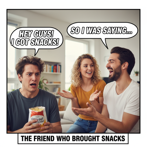 When you see snacks but your friends are too busy talking