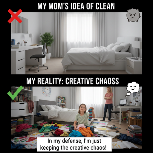The Battle of Cleaning My Room: Mom vs. Me