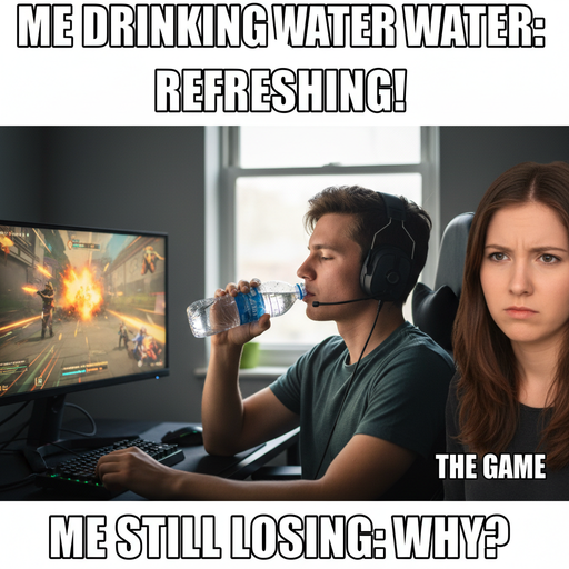 When you drink water but still can't beat that difficult game