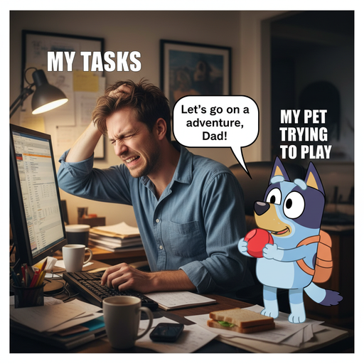 When you're trying to be productive but distractions pop up like Bluey