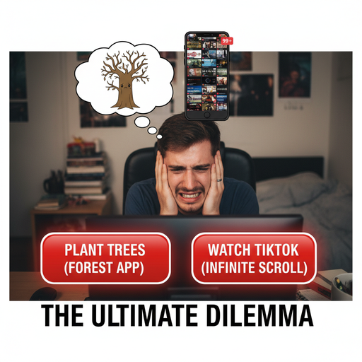 When you're trying to focus with Forest App but distractions are everywhere