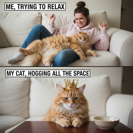 Cuando el gato decide que eres su almohada personal