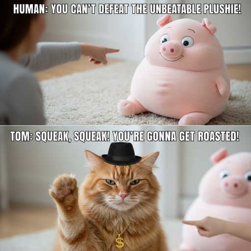 Cuando tu gato amenaza a tu cerdita de juguete