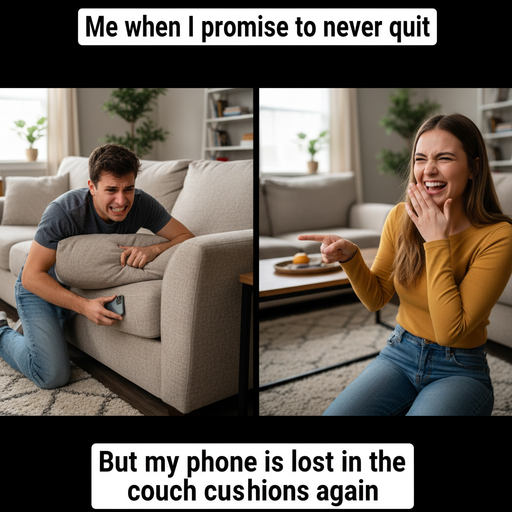 When you promise to never quit but lose your phone in the couch