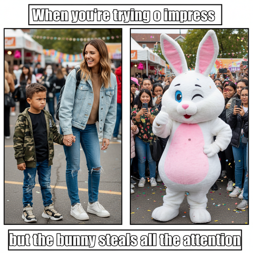 When You're Trying to Be Cool but Forget Your Bunny's the Real Star