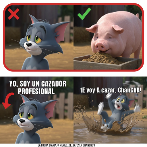 Cuando Tom intenta atrapar una chancha y no sabe cómo hacerle frente
