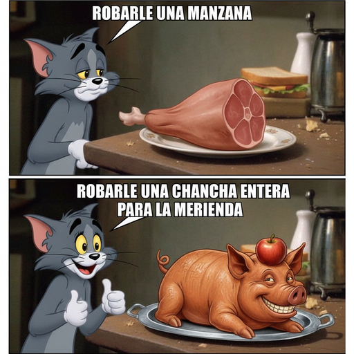 Tom y la chancha en una lucha épica por la merienda